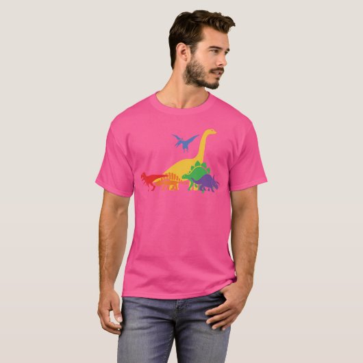 Dinosaur Pride Maand Gay Rainbow LGBTQ T-shirt (Voorkant volledig)