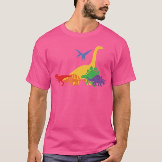 Dinosaur Pride Maand Gay Rainbow LGBTQ T-shirt (Voorkant)