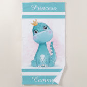 Dinosaur Princess Beach Towel Strandlaken (Voorkant)