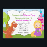Dinosaur Princess Invitation Kids Birthday Party 1 Kaart<br><div class="desc">Druk je gasten in met deze mooie dinosaurusprincess-uitnodigingskaart. Pas het met uw details voor om het even welke gebeurtenis aan.</div>