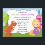 Dinosaur Princess Invitation Kids Birthday Party 1 Kaart<br><div class="desc">Druk je gasten in met deze mooie dinosaurusprincess-uitnodigingskaart. Pas het met uw details voor om het even welke gebeurtenis aan.</div>