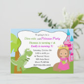 Dinosaur Princess Uitnodiging Kids Verjaardagsfees (Staand voorkant)