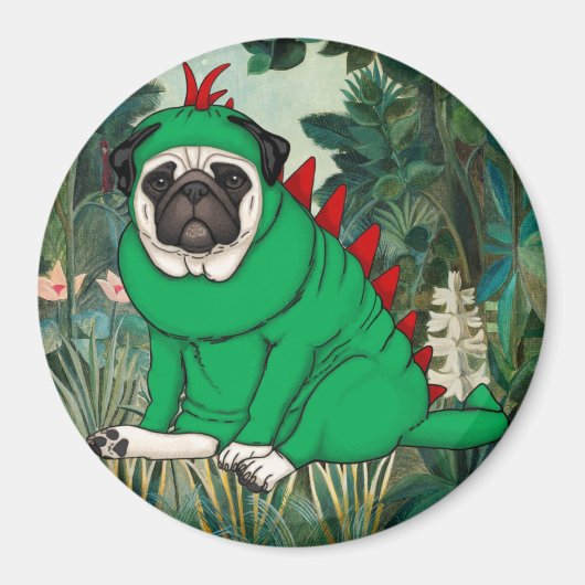 Dinosaur Pug Magneet (Voorkant)