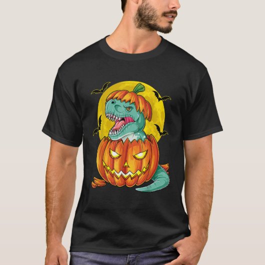 Dinosaur Pumpkin T shirt Halloween Kinder Pumpkasa (Voorkant)