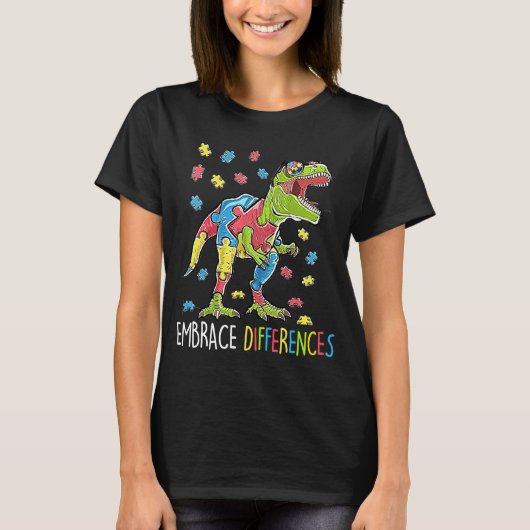 Dinosaur Puzzle Autism Awareness Embrace Differenc T-shirt (Voorkant)