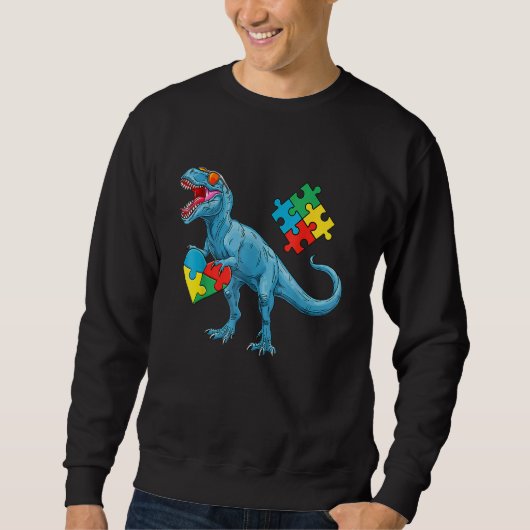 Dinosaur Puzzle Piece Autism Mannen Boys K Trui (Voorkant)