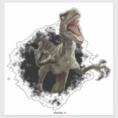 Dinosaur Rapor Velociraptor Hole Rip Sticker (Vel)