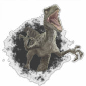Dinosaur Rapor Velociraptor Hole Rip Sticker (Voorkant)