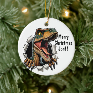 Dinosaur Raptor Keramisch Ornament