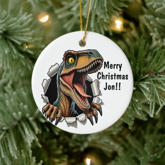 Dinosaur Raptor Keramisch Ornament (Boom)