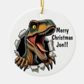 Dinosaur Raptor Keramisch Ornament (Voorkant)