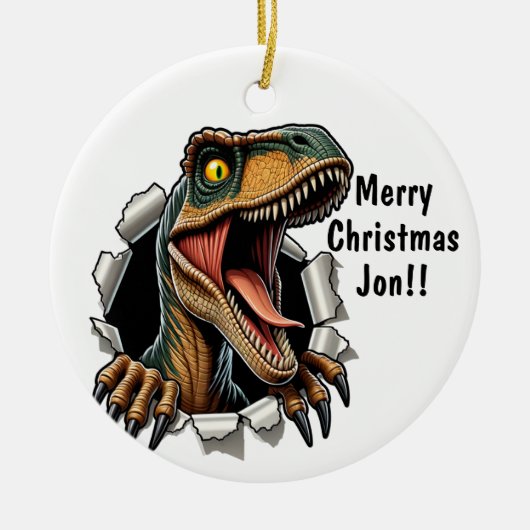 Dinosaur Raptor Keramisch Ornament (Voorkant)