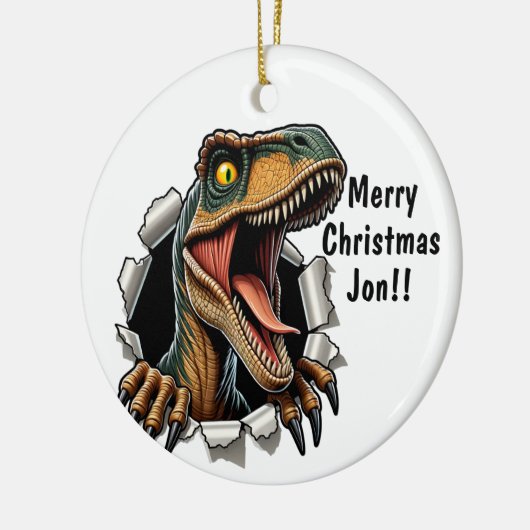 Dinosaur Raptor Keramisch Ornament (Links)