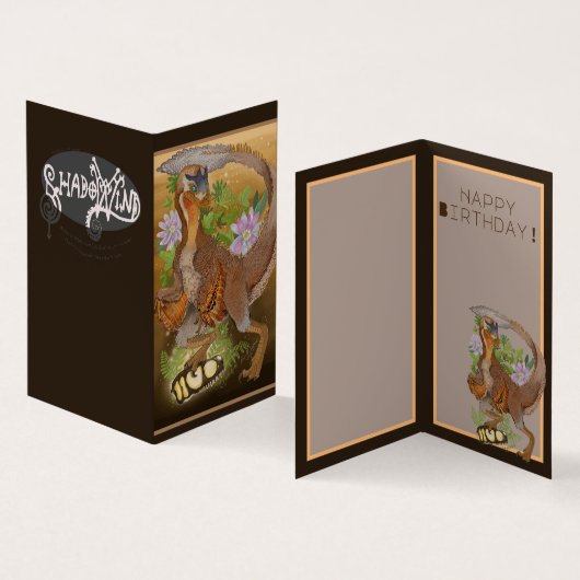Dinosaur Raptor Oerwoud Art Birthday Kaart (Binnen en buitenkant)