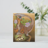 Dinosaur Raptor Oerwoud Art Briefkaart (Staand voorkant)