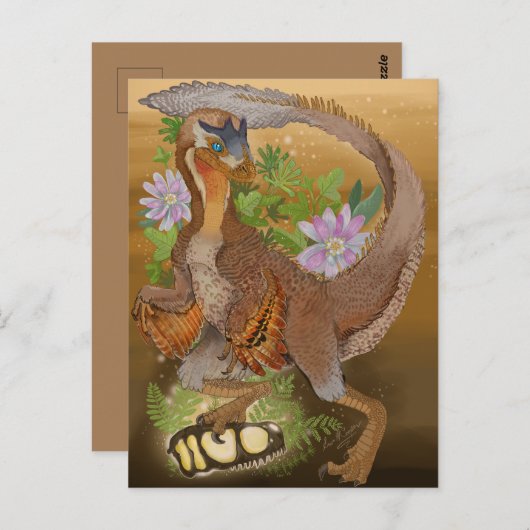 Dinosaur Raptor Oerwoud Art Briefkaart (Voorkant / Achterkant)