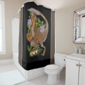 Dinosaur Raptor Oerwoud Art Douchegordijn (In situ)