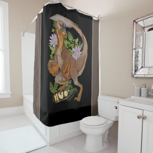 Dinosaur Raptor Oerwoud Art Douchegordijn (In situ)