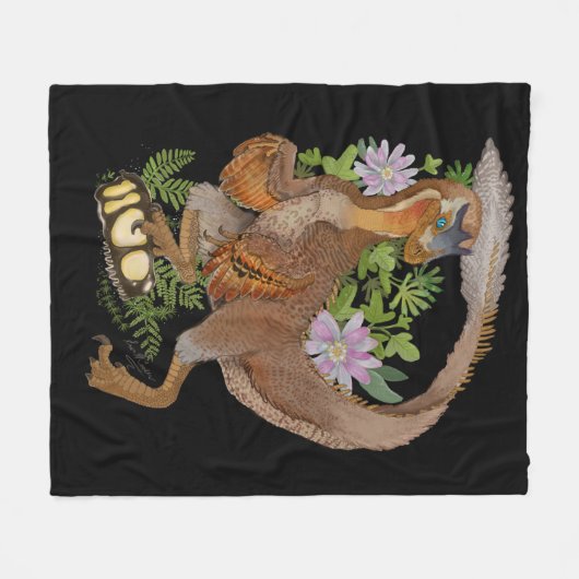 Dinosaur Raptor Oerwoud Art Fleece Deken (Voorkant (Horizontaal))
