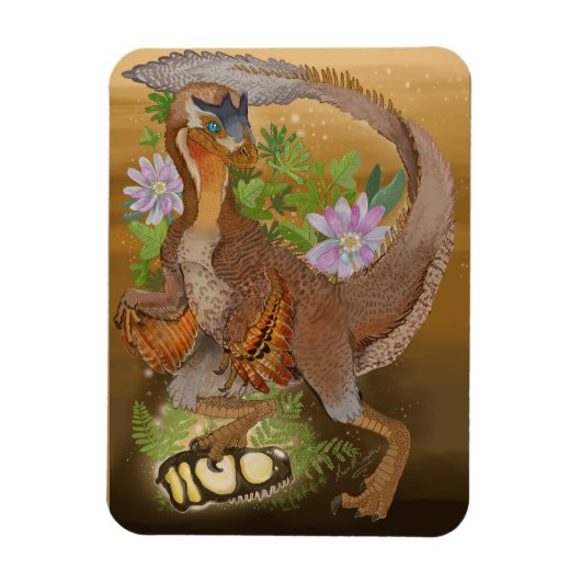 Dinosaur Raptor Oerwoud Art Magneet (Verticaal)