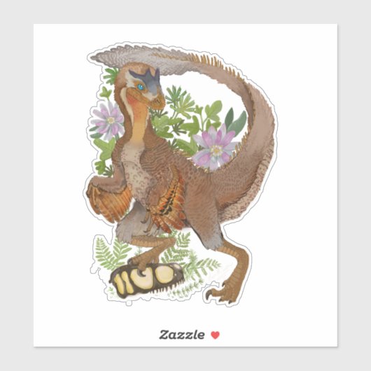 Dinosaur Raptor Oerwoud Art Sticker (Vel)