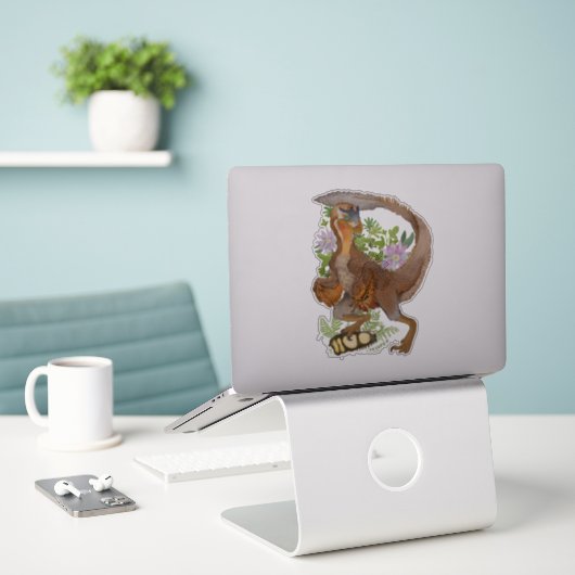 Dinosaur Raptor Oerwoud Art Sticker (Laptop op bureau)