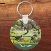 Dinosaur Raptor Tyrannosaurus Battle Name Sleutelhanger (Voorkant)