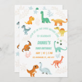 Dinosaur Rawr 3rd Birthday Party Boy Stomp Chomp Kaart (Voorkant / Achterkant)