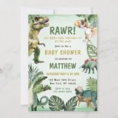 Dinosaur Rawr Boy Baby shower Party Kaart (Voorkant)