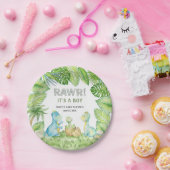 Dinosaur RAWR Het is een Boy Baby shower Papieren Bordje (Feest)