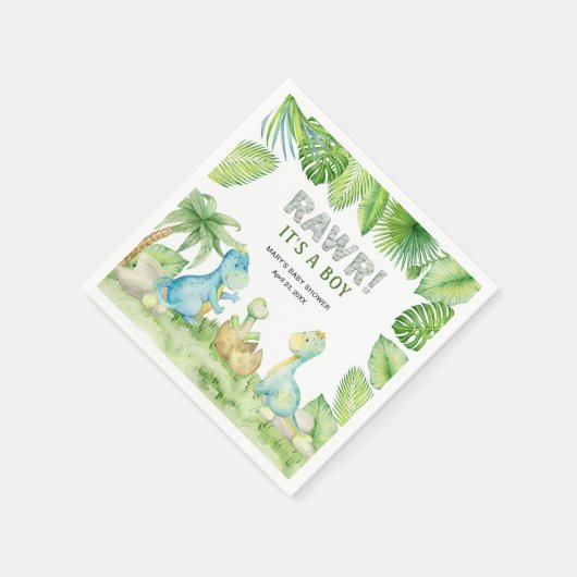 Dinosaur Rawr Het is een Boy Baby shower Servet (Hoek)