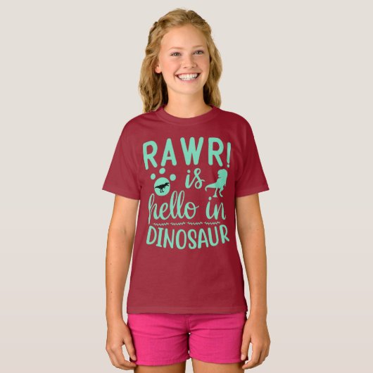 Dinosaur Rawr is Hallo T-Shirt (Voorkant volledig)