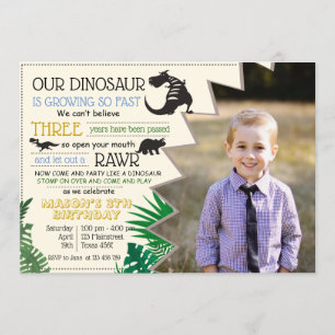 Dinosaur Rawr Personaliseer Afbeelding Verjaardag  Kaart