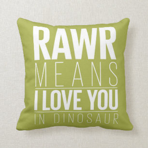 Dinosaur Rawr Pillow in Blue met Gray Chevron Kussen