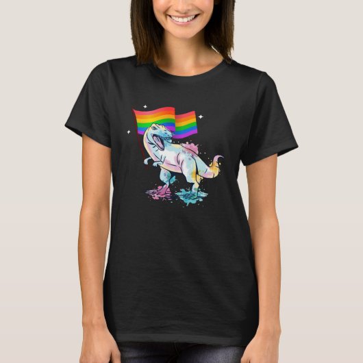 Dinosaur Rawr Pride Parade Gay & Lesbian Rainbow F T-shirt (Voorkant)