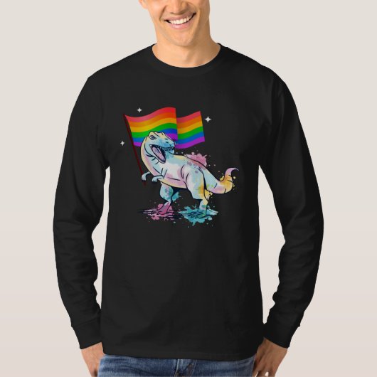 Dinosaur Rawr Pride Parade Gay & Lesbian Rainbow F T-shirt (Voorkant)