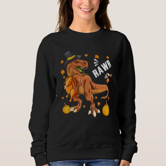 Dinosaur Rawr Thanksgiving Boys Turkey Saurus T re Trui (Voorkant)