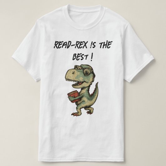 dinosaur, reading, book lover, cute nerdy t-shirt (Design voorkant)