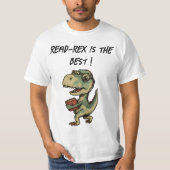 dinosaur, reading, book lover, cute nerdy t-shirt (Voorkant)