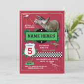 Dinosaur Red Cops Fun T-Rex Blue Kaart (Staand voorkant)