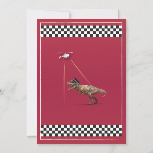 Dinosaur Red Cops Fun T-Rex Blue Kaart (Achterkant)