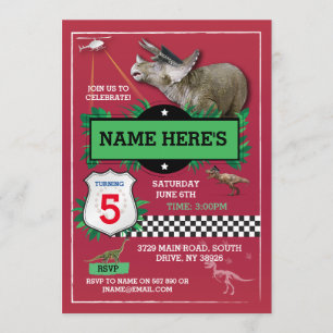 Dinosaur Red Cops Fun T-Rex Blue Kaart