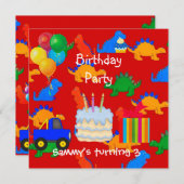 Dinosaur Red van de derde verjaardag van het kind Kaart (Voorkant / Achterkant)