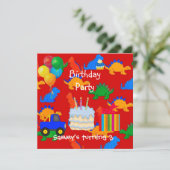 Dinosaur Red van de derde verjaardag van het kind Kaart (Staand voorkant)