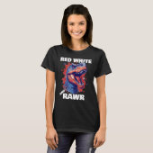 Dinosaur Red White Rawr American Flag 4th of July  T-shirt (Voorkant volledig)
