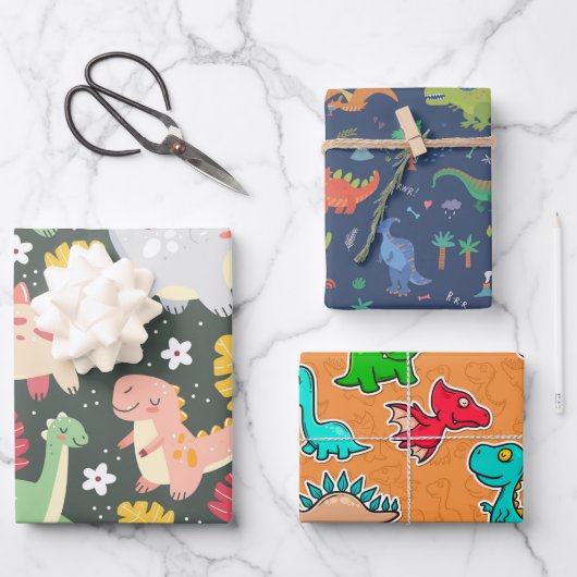 Dinosaur-reeks — Verpakkingspapier Inpakpapier Vel (Voorkant)