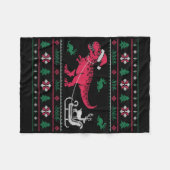 Dinosaur Reindeer Sleigh Ugly Christmas  Fleece Deken (Voorkant (Horizontaal))