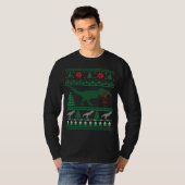 Dinosaur Reindeer Tree Rex Ugly KerstSweater T-shirt (Voorkant volledig)