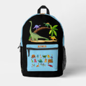 Dinosaur Reptiles Black & Blue School Backpack 26 Bedrukte Rugzak (Voorkant)