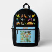 Dinosaur Reptiles Black & Blue School Backpack 32 Bedrukte Rugzak (Voorkant)